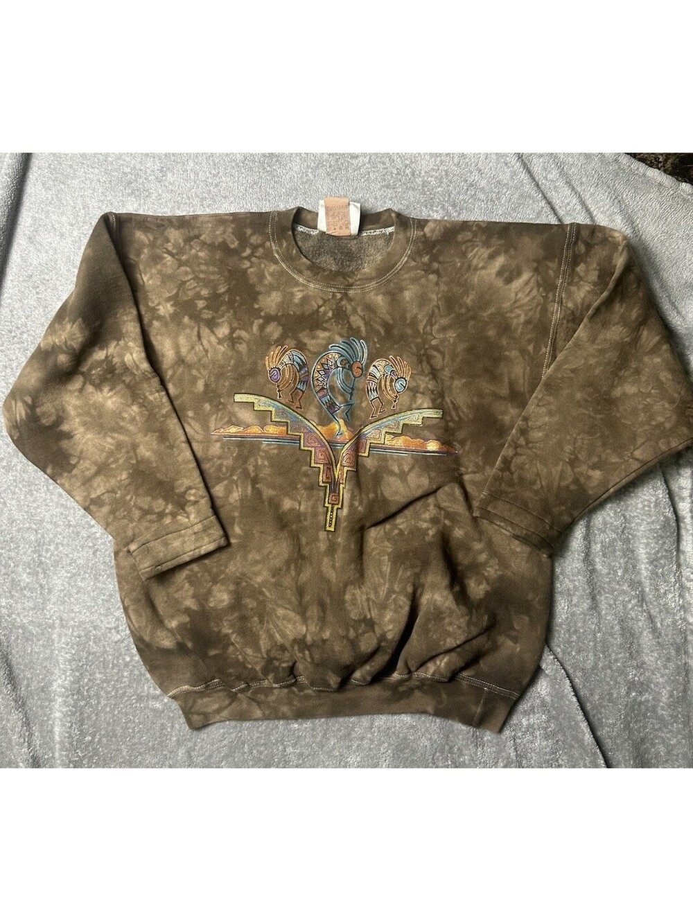 VTG Kokopelli Sweatshirt Mens XL Tie Dye Southwestern Native American 1990s